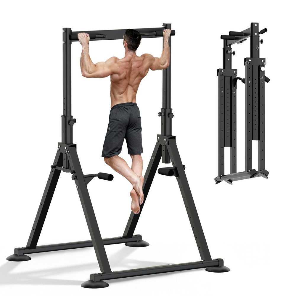 LEASBAR Power Tower Pull Up Bar Stand, Adjustable Height Pull Up Dip Station