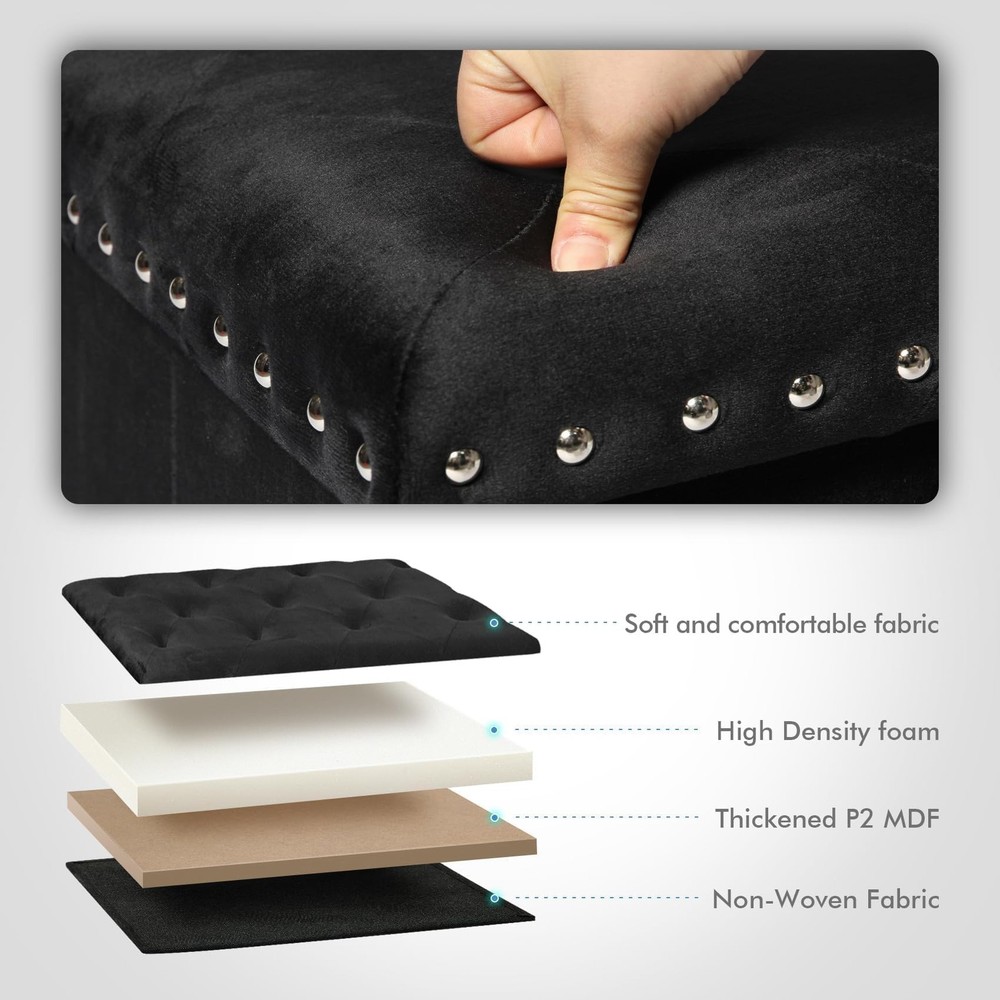 Storage-Ottoman Cube-Folding Tufted - Ottomans with Storage, Coffee Table Top...