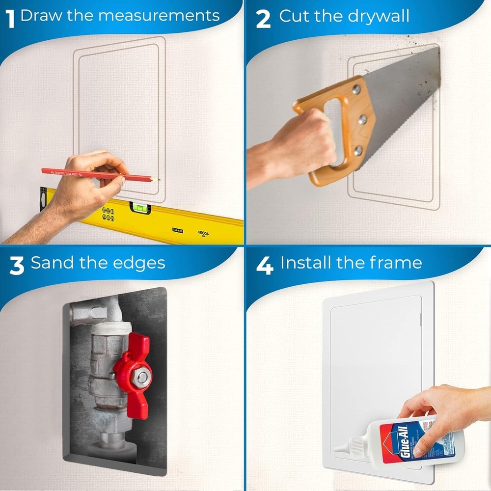 UV-Stabilized 8x16 Inch Access Panel for Plumbing & HVAC - Durable White Plastic