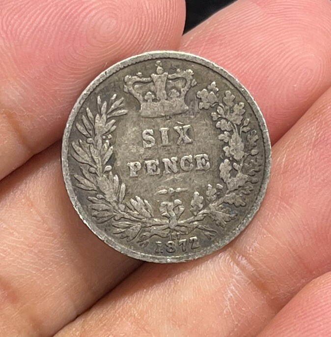 1872 Great Britain 6 Pence Silver Coin