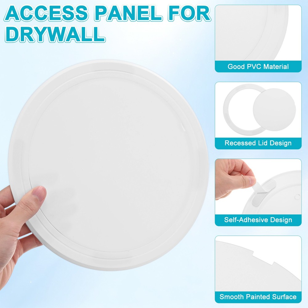 1-Pack Access Panel for Drywall, 8x8 Inch Round Plastic Removable [White]