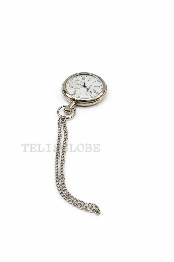Vintage Pocket Watch with Chain & Leather Case