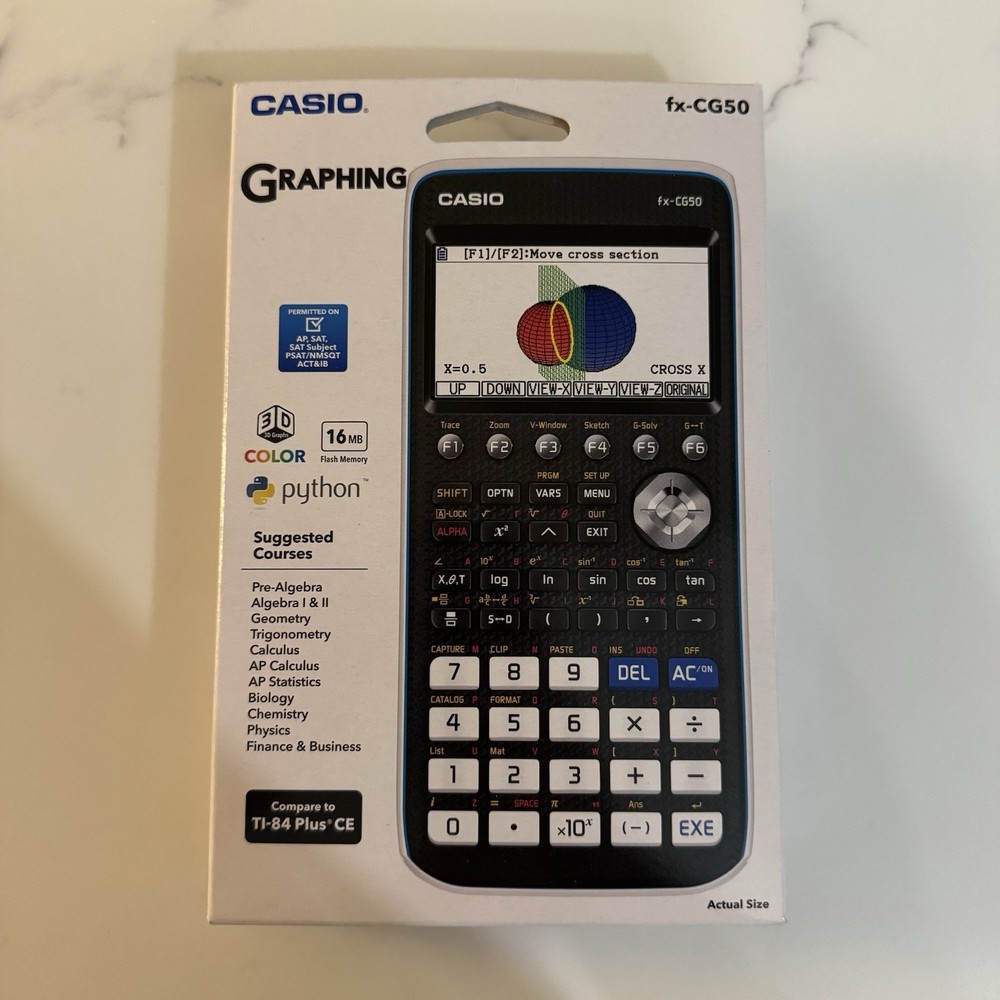 Casio FX-CG50 High-Resolution Python 3D Color Graphing Calculator - Black New