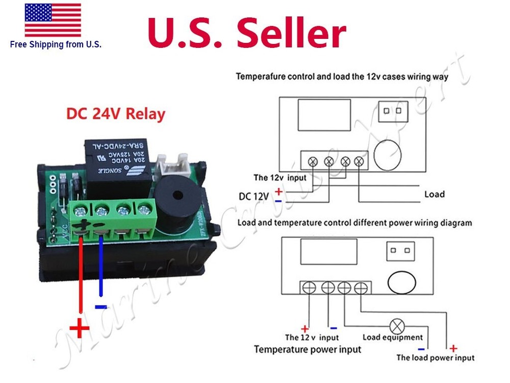 Digital LED Microcomputer Thermostat Controller Switch Temperature Sensor DC 24V