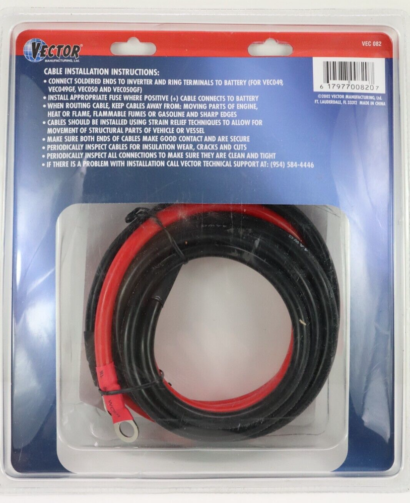 Vector MAXX Power Inverter Heavy Duty Cable Set VEC082 NEW