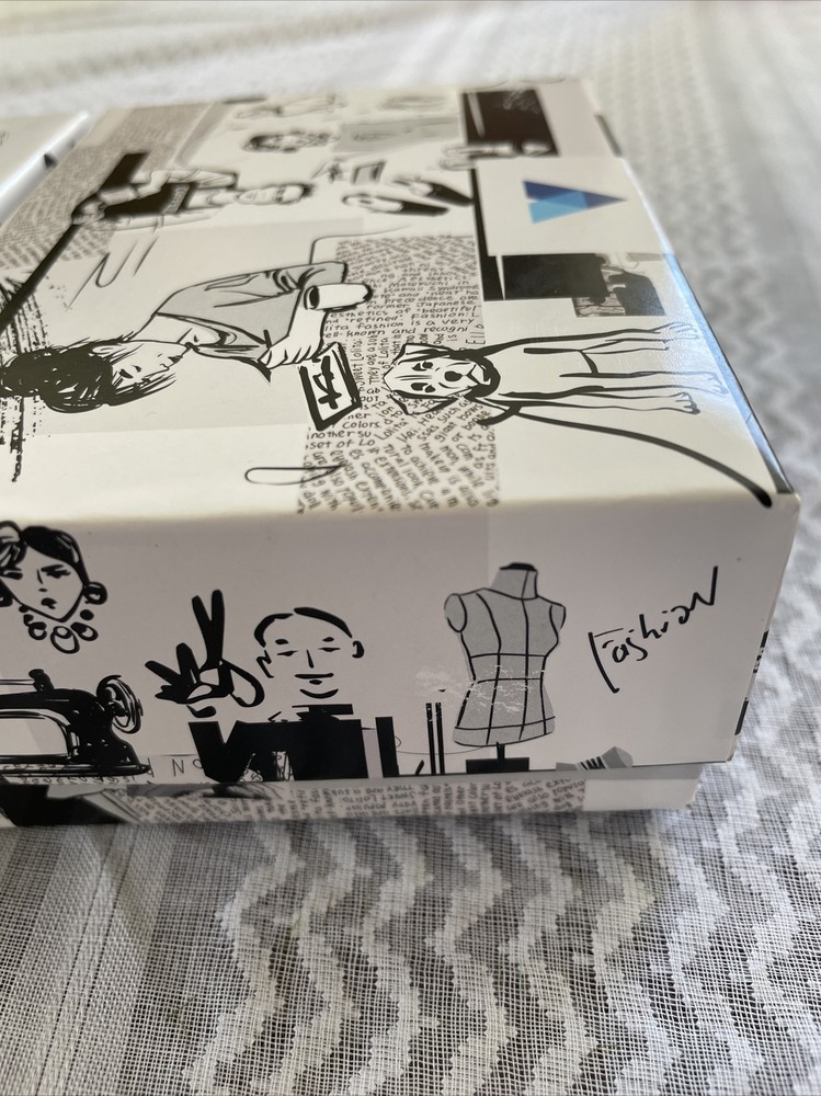 2 Small Decorative Boxes Black White Decor Creative Office Organizing Craft 5x4”