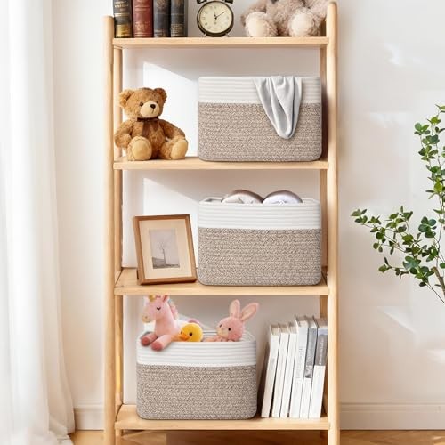 Storage Baskets for Organizing, 4 Pack Storage Baskets for Brown & White