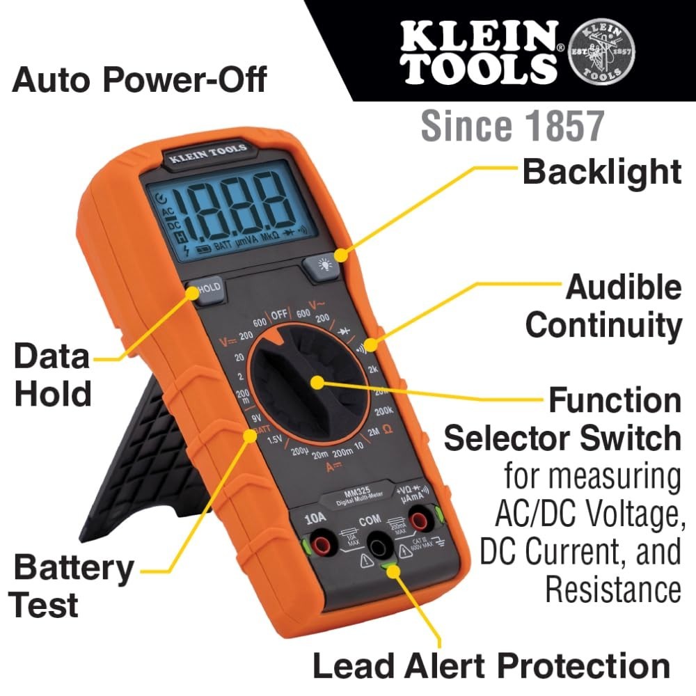 Pro-Grade Digital Multimeter for 600V Voltage Testing & Battery Diagnostics