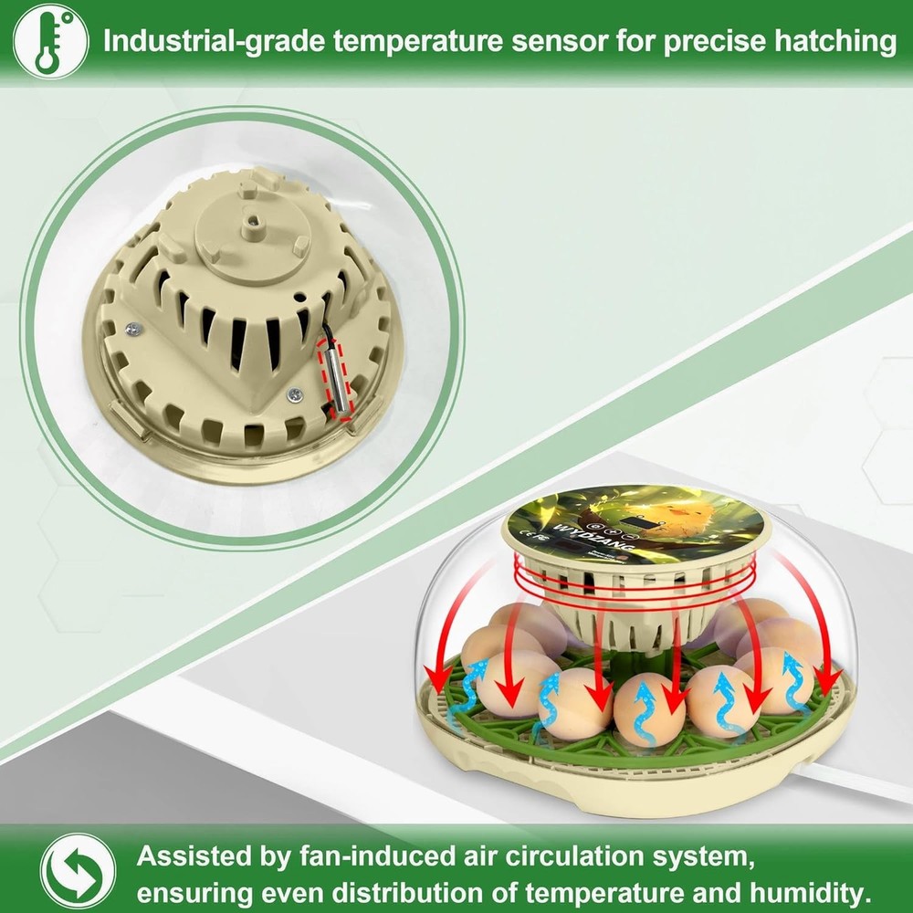 Multi-Function Egg Hatcher with Automatic Turner for Chicken, Duck & Quail Eggs