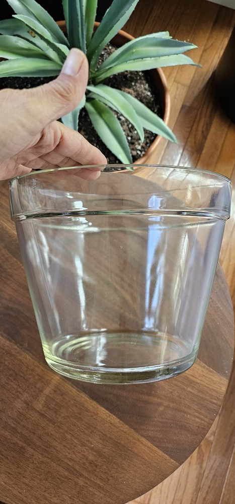 Vtg Thick Recyled Glass Planter Pot Large