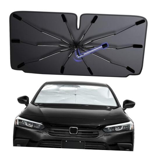 2026 Windshield Sun Shade Umbrella, Foldable Car Sunshade for Mid-Size Medium