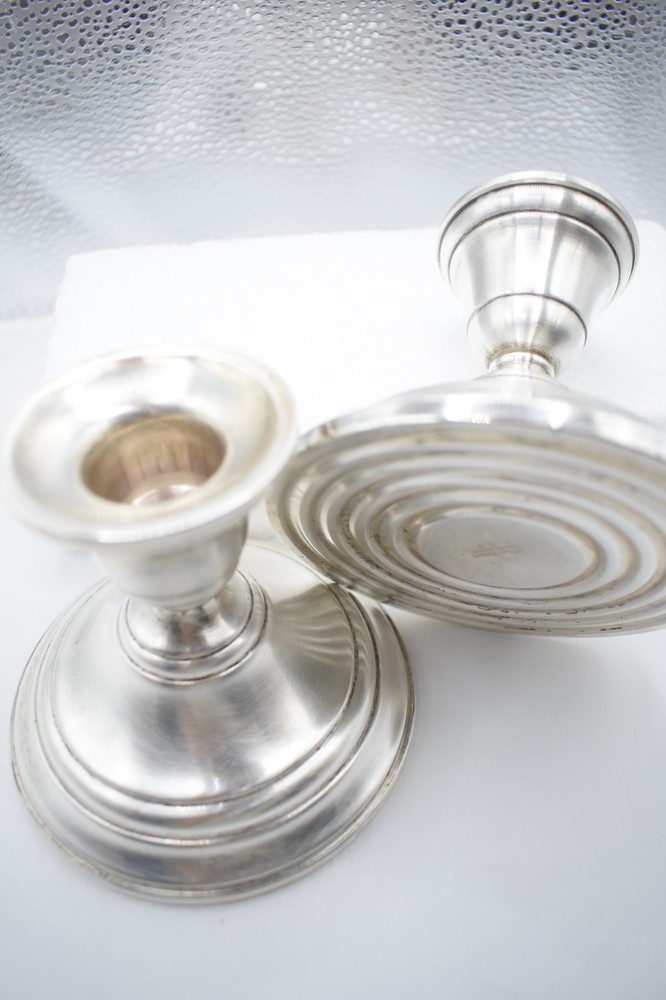 Vintage Sterling Silver Weighted Candlesticks Pair