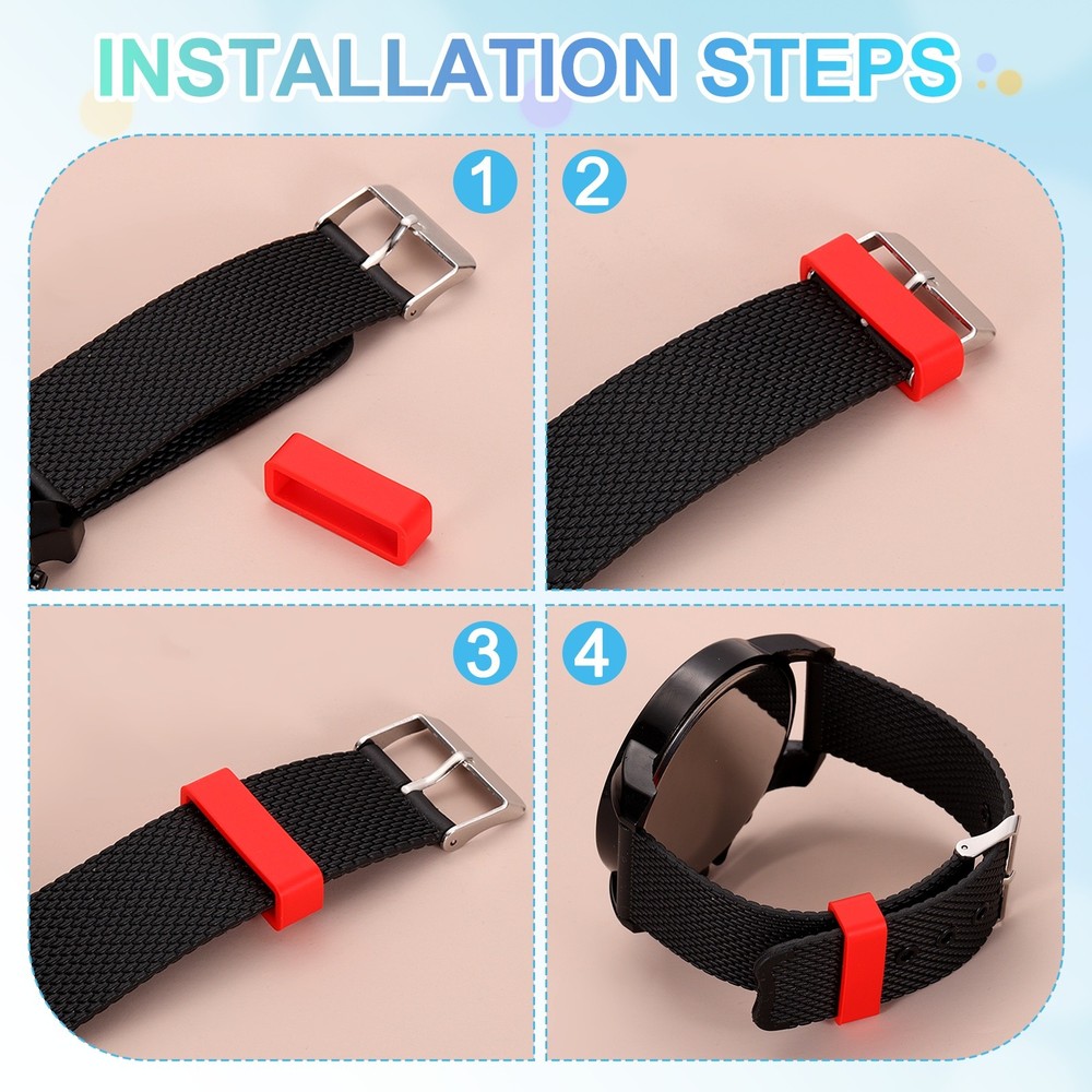 6pcs Watch Band Loop 22mm Silicone Watch Strap Retainer Loop, Yellow