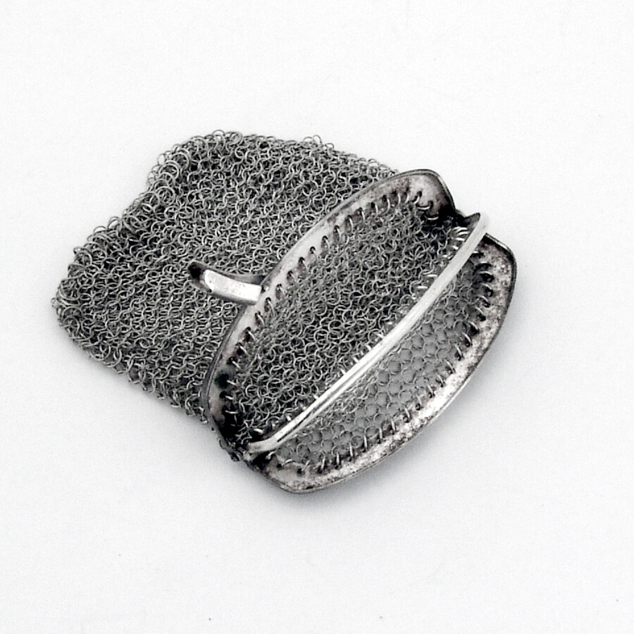 Chatelaine Double Compartment Mesh Purse Portuguese 833 Silver