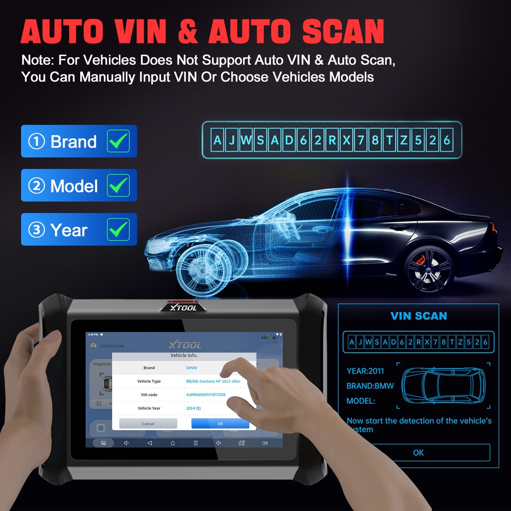 XTOOL D7W WIFI Wireless Auto Diagnostic Scan Tool Full System E.CU Coding DoIP