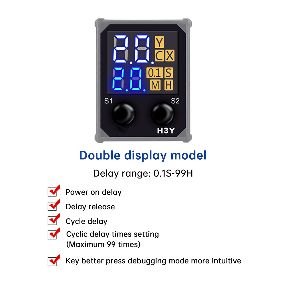 2Pcs Adjustable Digital Time Relay Cycle Time Delay Relay with Base AC 220V