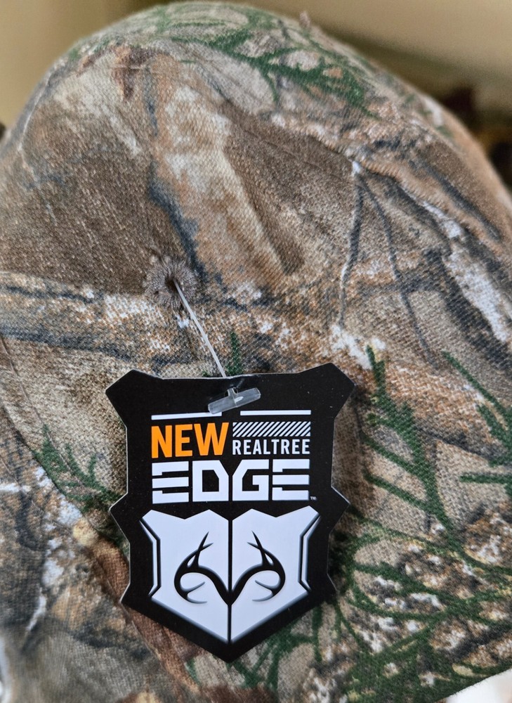 Realtree Edge Camouflage Cap Hat Hook & Loop Back Strap Embroidered Ad Logos NWT
