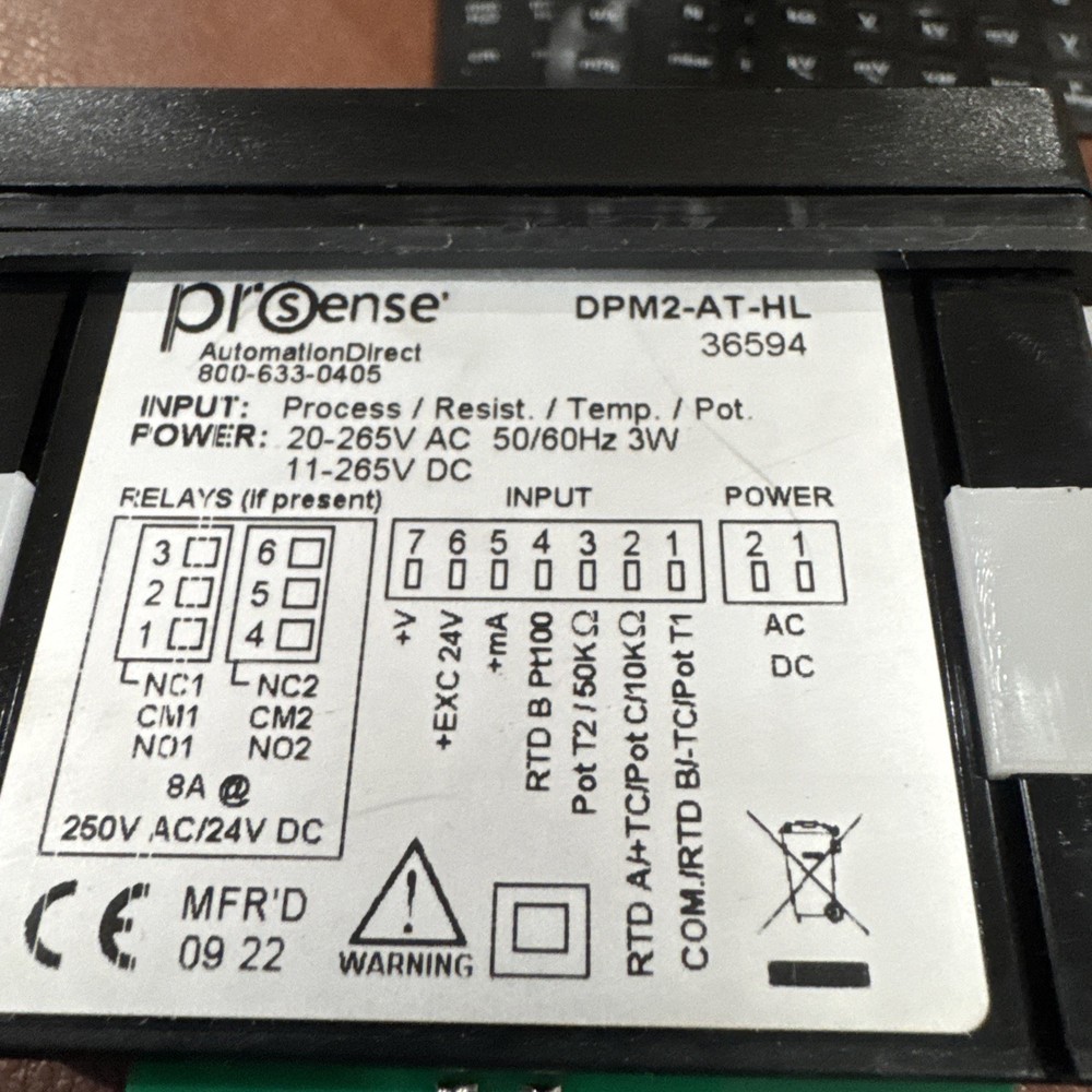 Prosense DPM2-AT-HL Digital Panel Meter - Automation Direct
