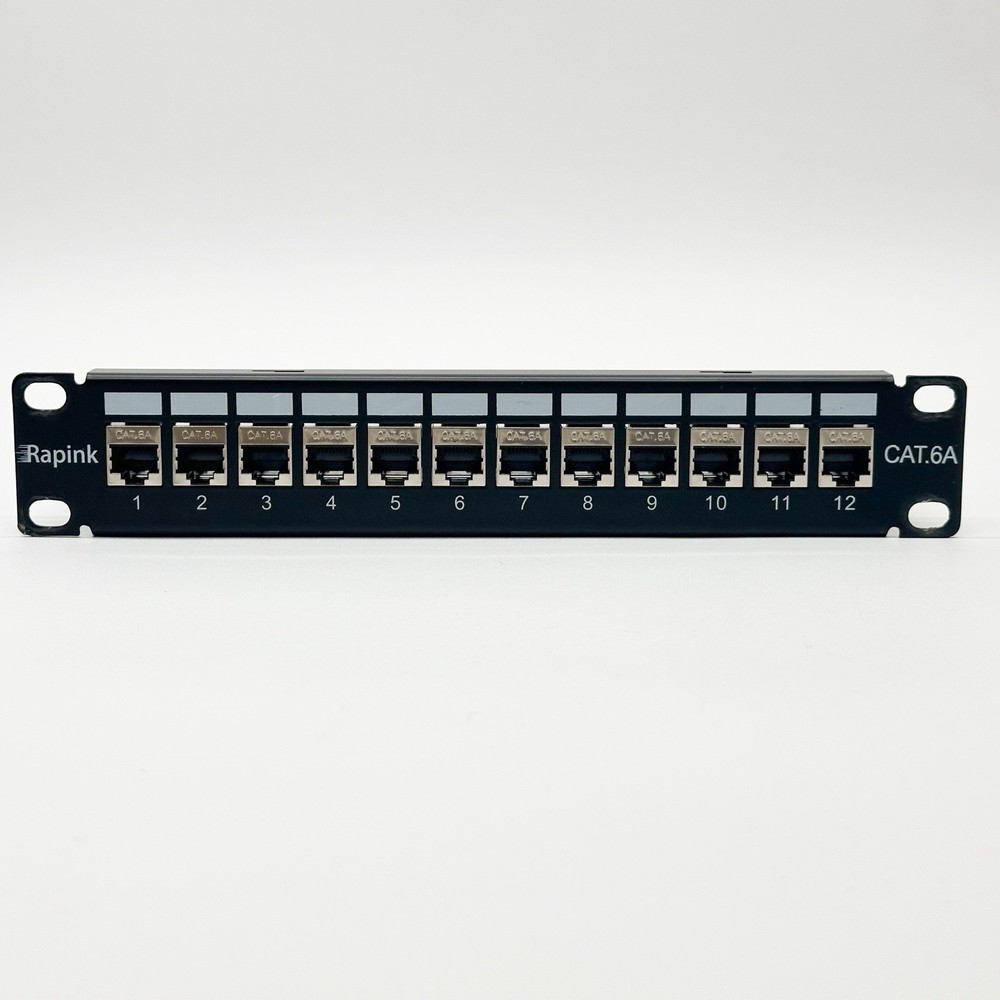 iwillink 10Gbps Cat6A Patch Panel 12 Port, Keystone Patch Panel with Back Bar