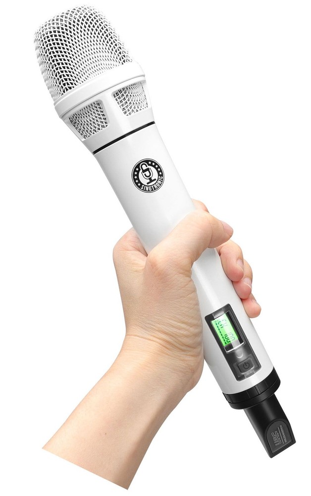 Professional Digital Dual Wireless Karaoke Microphone System - Metallic White