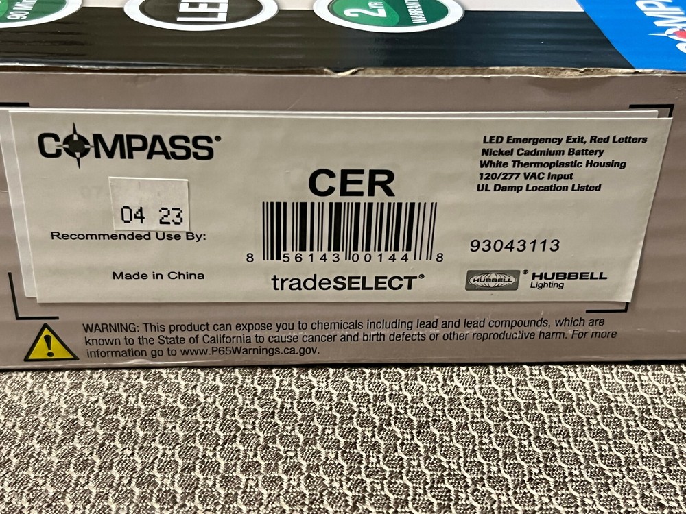 Hubbell Lighting Compass CER Trade Select LED Emergency EXIT Sign (Red or Green)