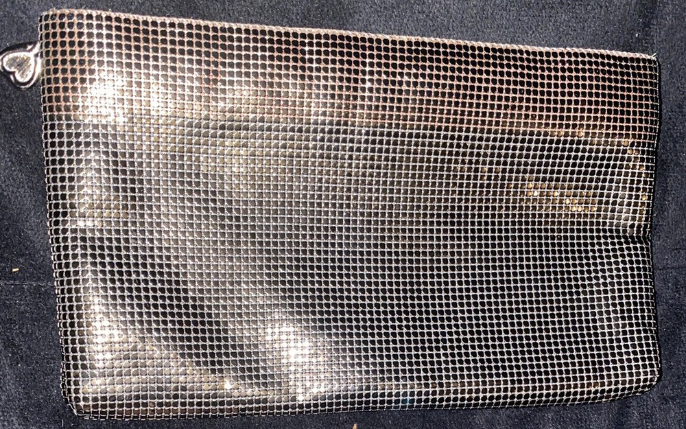 Vintage Whiting & Davis Gold Mesh Zip Clutch Purse Disco EUC