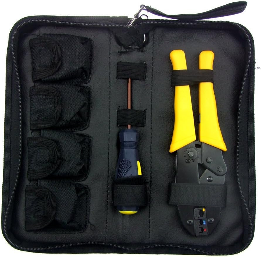 Self-Adjustable Crimping Pliers Set,5 Interchangeable Jaws, Screwdriver Ferrules