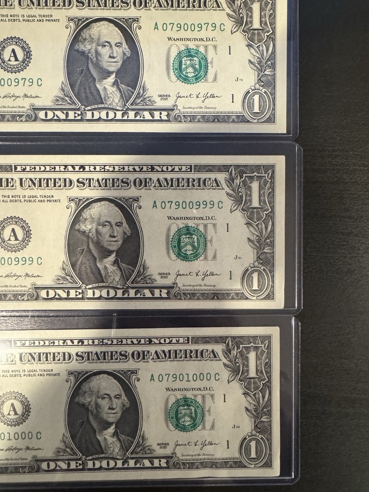 Lot 10 $1 Error Notes – 5 MAJOR Miscut (4 Show Note) + 5 Serial Error/Ladder UNC