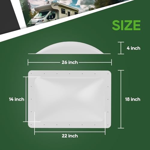 RV Skylight Bundle, 14"x22" Inner Dome with Skylight Replacement, WHITE