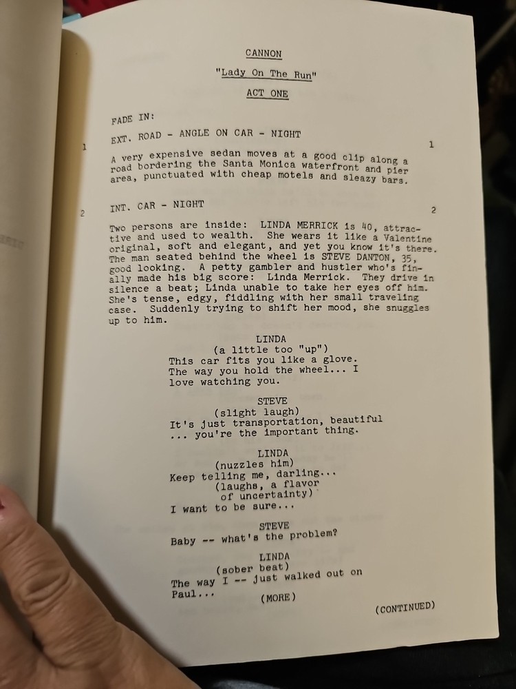 CANNON Script Final Draft 1974 Written By Gerald Sanford W/Call Sheet