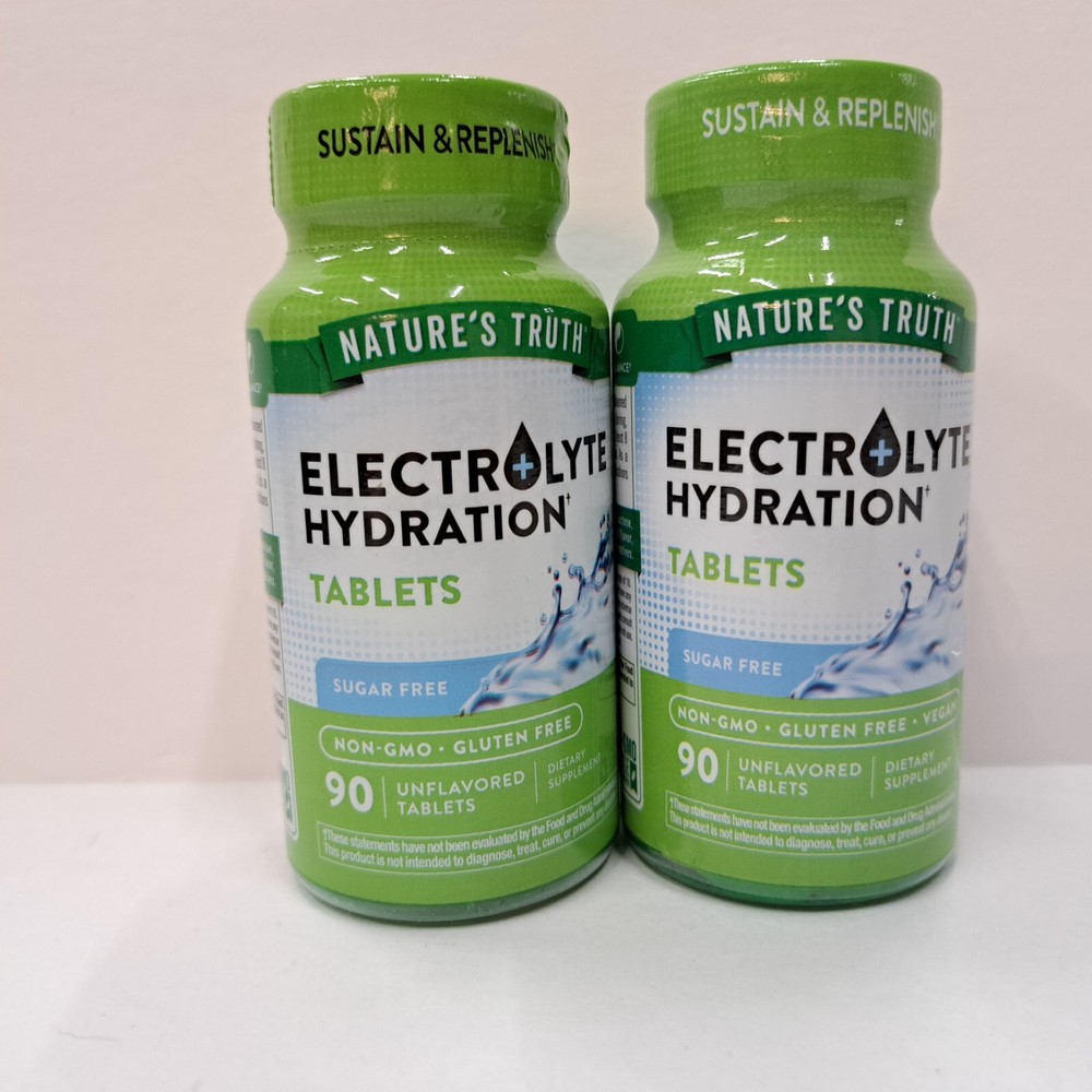 Natures Truth Electrolyte Hydration Tablets 2 bottles x 90 tablets Unflavored