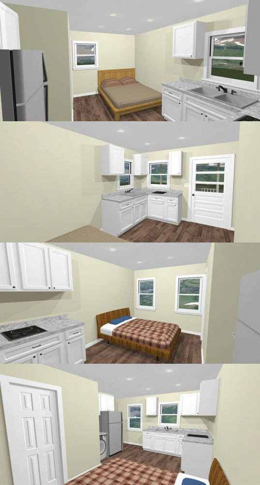 16x16 Tiny Duplex -- 441 sq ft -- PDF Floor Plan -- Model 23B