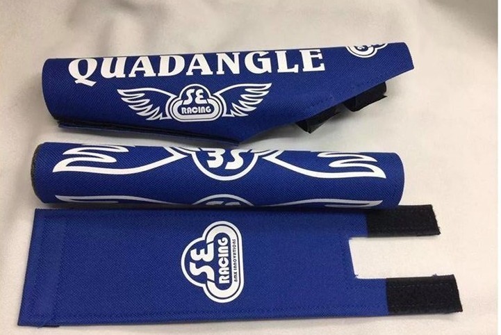 Quadangle Pad Set frame handlebars bar Stem bmx 20"  Re Made Bllue white mx