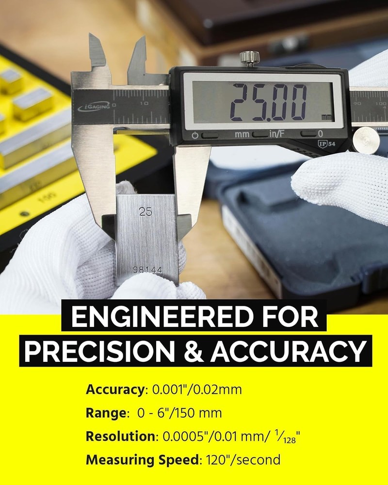 Electronic Digital Caliper 6" Range Stainless Steel