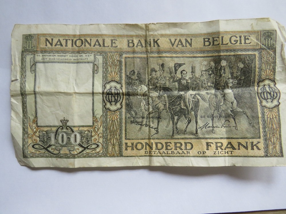 1948 Belgium 100 Francs Banknote