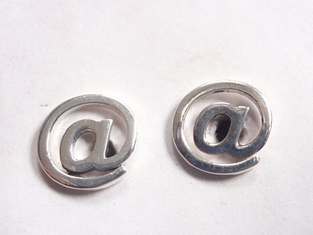 The @ Symbol Stud Earrings 925 Sterling Silver