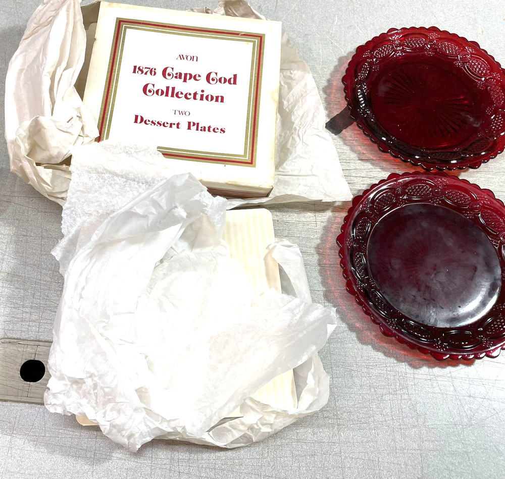 4 AVON 1876 CAPE COD RUBY RED 7 1/4” SALAD DESSERT PLATES