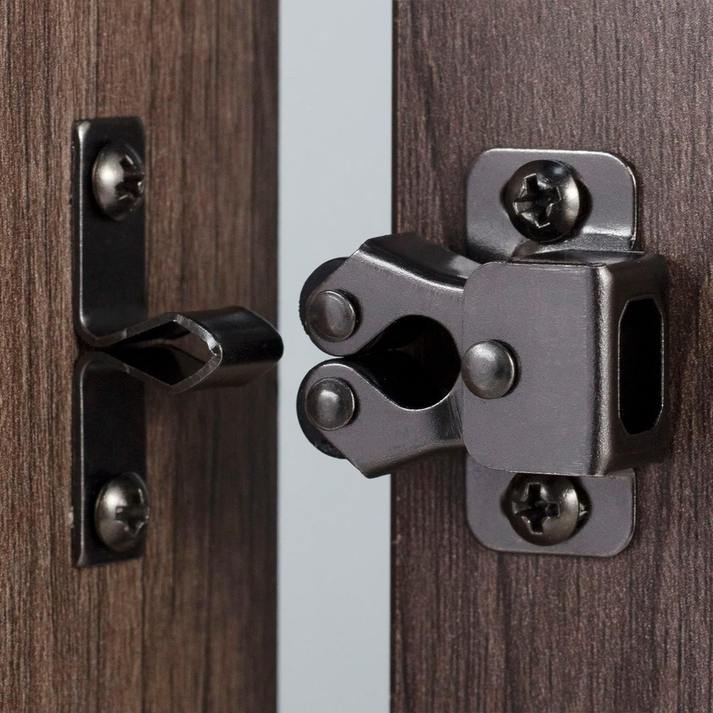 8 PCS Cabinet Latch Double Roller Catch Hardware for Cupboard BlackNickel