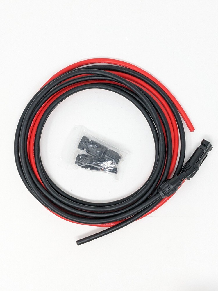 Solar Extension Cable with Extra Free Connector(10FT Red+10FT Black)