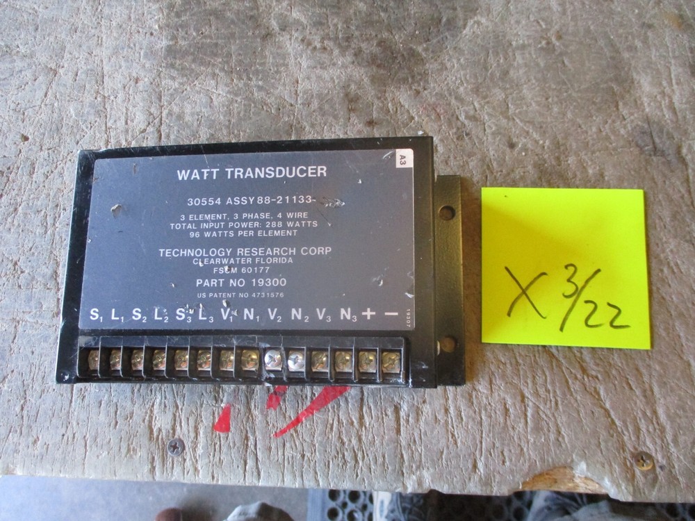 NOS Watt Transducer by TRC, 30554 Assy 88-21133, PN 19300, for Military Genset