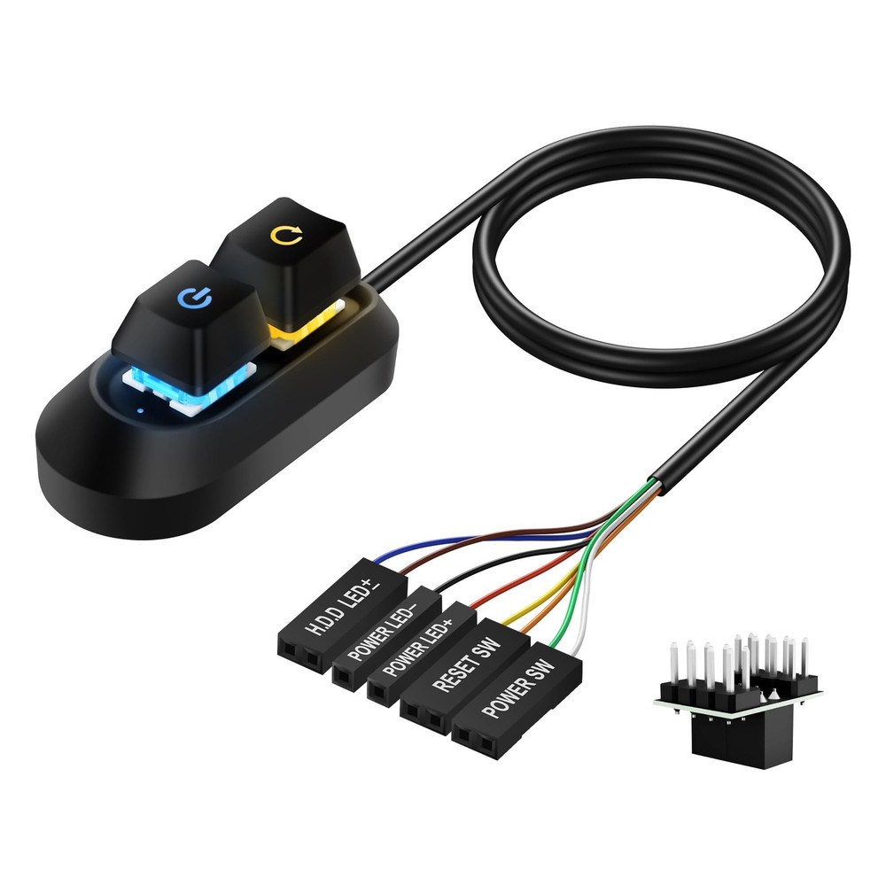 SinLoon External Power Button for Desktop, PC Switch, Push Black
