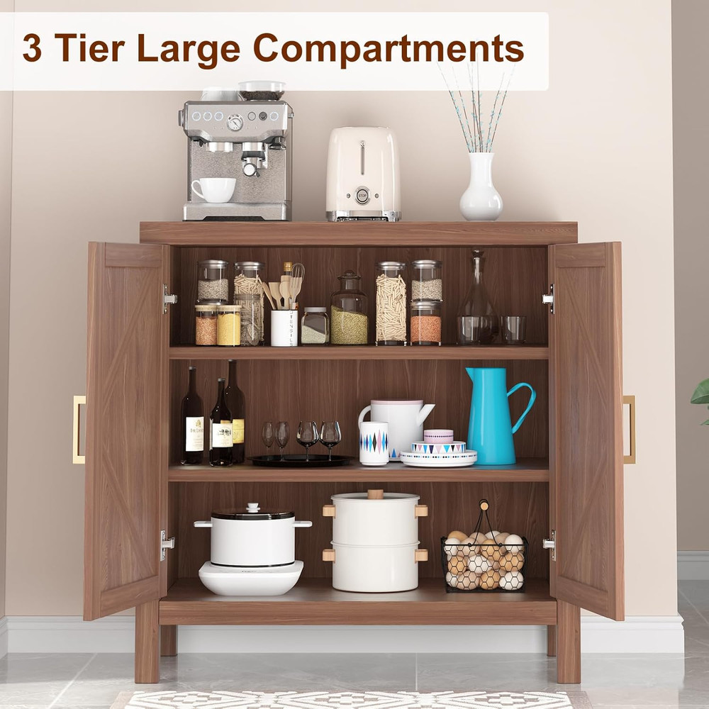 3-Tier Sideboard Buffet Cabinet with Adjustable Shelves for Kitchen & Dining Roo