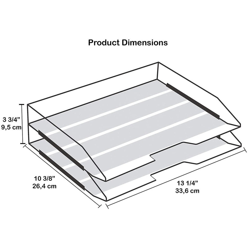 Stackable Letter Tray 2 Tier Side Load Plastic Desktop File Organizer Solid G...