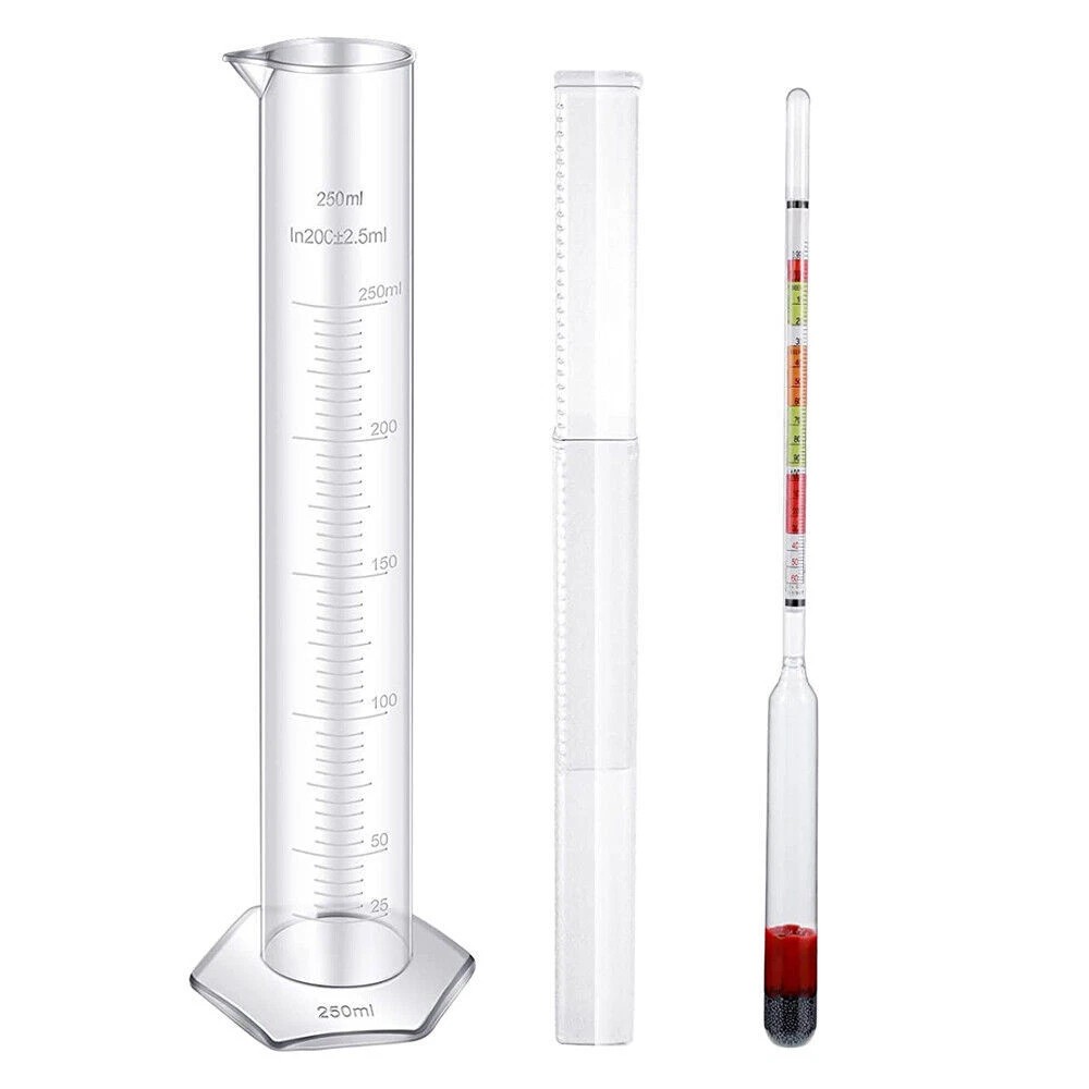 One Set Triple Scale Alcohol Hydrometer and Test Jar for Home Brew Wine