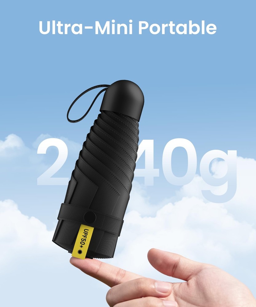 3 Pack Travel Mini Umbrella Small Compact, Portable with Mini, Black
