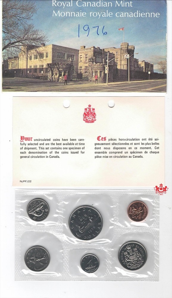 1976 Canada Proof Like Set - Double Date Dollar -