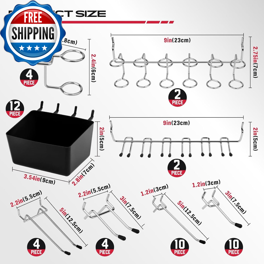 300 Piece Pegboard Hook Set Pegboard Organizer Accessories for Hanging...