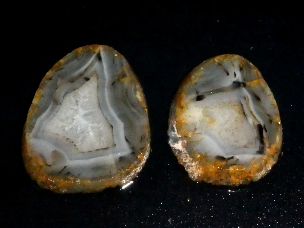 Montana Agate 2 slabs-- rough-cabbing-display