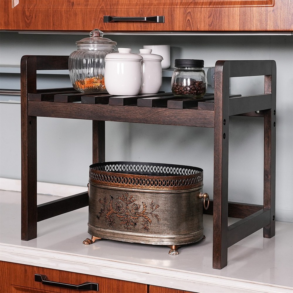 CONSDAN Microwave Stand, USA Grown Hickory Microwave Shelf