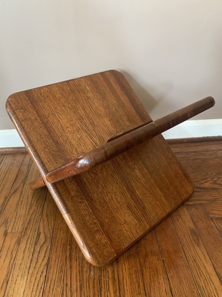 Vintage Handcrafted Solid Wood Tiger Oak Open Book Stand Reading Rest